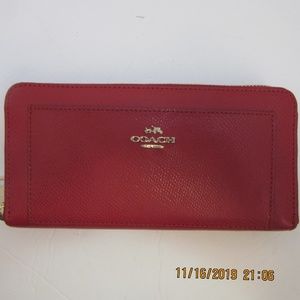 Coach red large accordion wallet